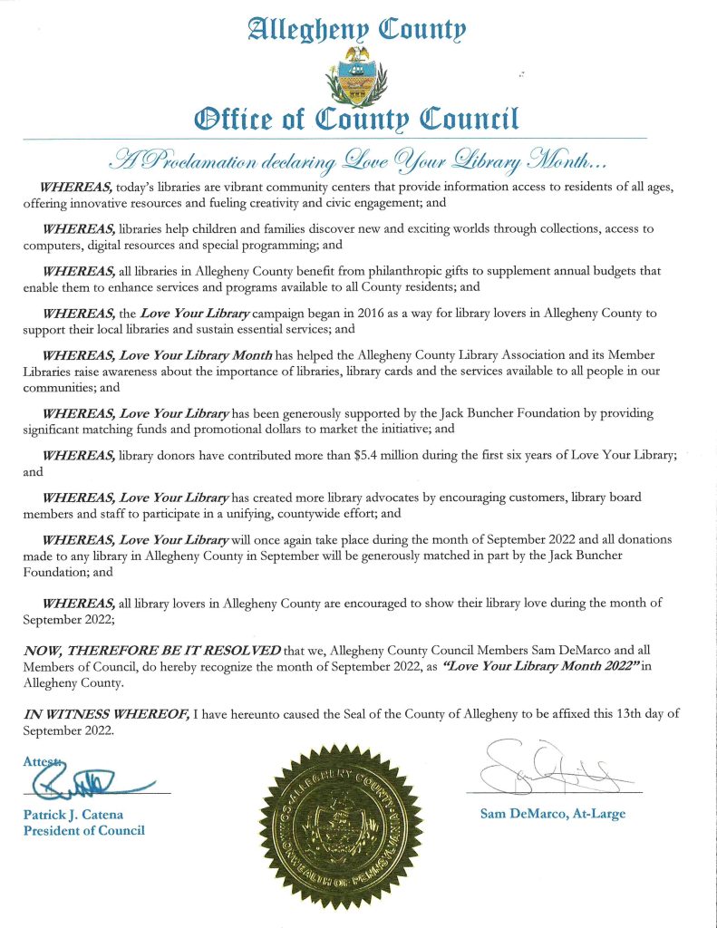 Love Your Library campaign raises a recordbreaking 1.26 million for Allegheny County libraries